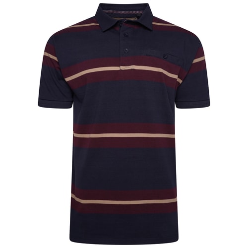 KAM Striped Rugby Polo Navy